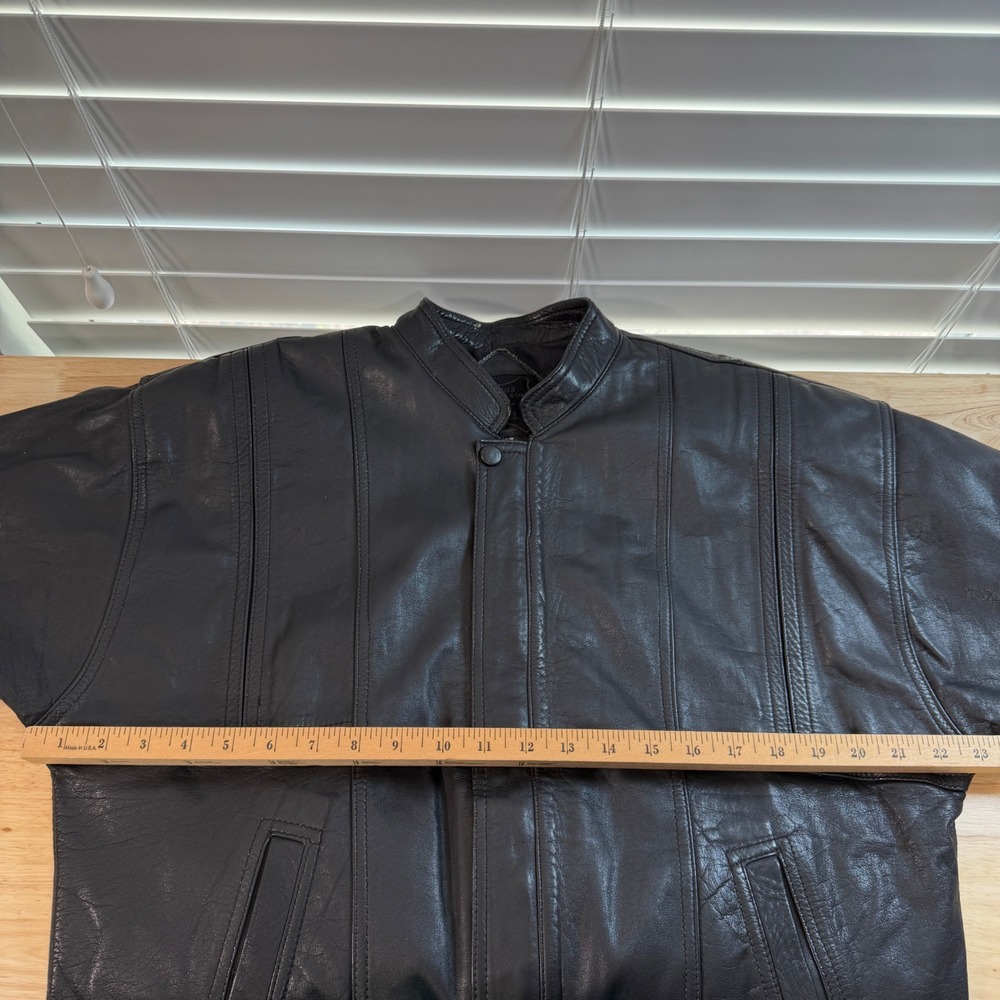 Cueros Curtidos Finos Mens XXL Black Leather Bomber Jacket Argentina Cafe Racer - Picture 9 of 10